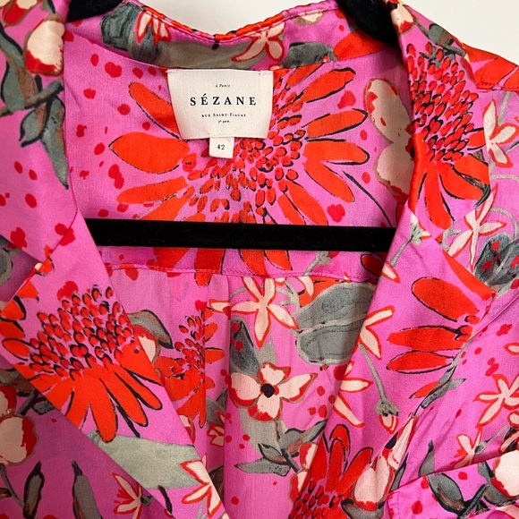 *RARE* Sezane Floral Silk Button Down Blouse✨2019 Summer Collection✨ - Picture 2 of 11